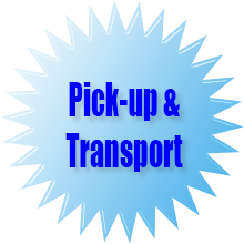 Pick-up and transport to the storage area